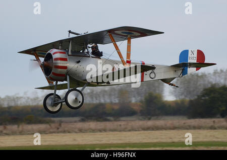 Nieuport 17, French biplane fighter aircraft of World War I manufactured by the Nieuport company, entering service 1916. At Stow Maries WWI aerodrome Stock Photo