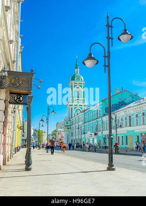 The Pyatnitskaya street located in the tourist neighborhood in Zamoskvorechye district and famous for numerous cafes Stock Photo