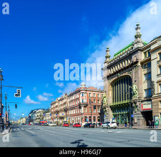 The scenic mansion is occupied by Nikolay Akimov Comedy Theatre at Nevsky Prospect Stock Photo