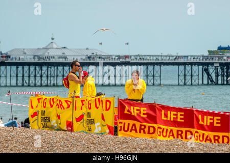 Lifeguards on Brighton Beach Stock Photo