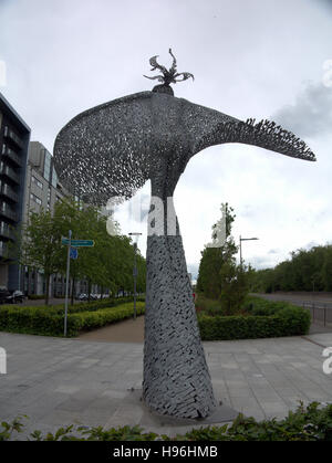 The Rise Sculpture by Andy Scott at Glasgow Harbour flats, Scotland Stock Photo