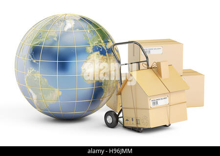 International household moving services concept. 3D rendering Stock Photo