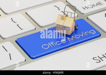 Office Move concept on red keyboard button, 3D rendering Stock Photo