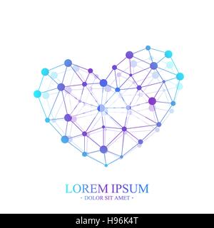 Premium Heart Logotype. Colorful Vector Template Heart Logo. Molecule Heart Healthcare and Medical Background. Creative Concept Design Icon for Medicine, Science, Technology , Chemistry. Stock Vector