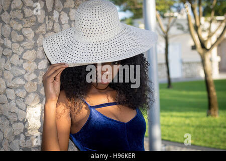 Beautiful Barbadian Model doing a Photoshoot in Bridgetown Barbados Stock Photo