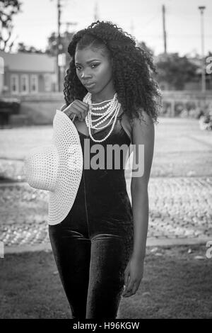 Beautiful Barbadian Model doing a Photoshoot in Bridgetown Barbados Stock Photo