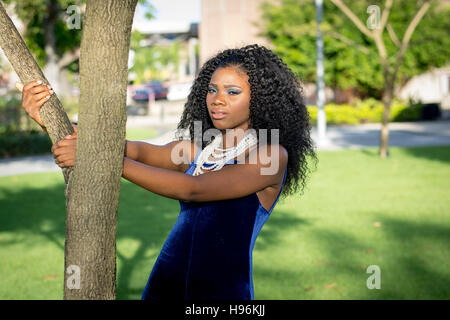 Beautiful Barbadian Model doing a Photoshoot in Bridgetown Barbados Stock Photo