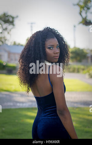 Beautiful Barbadian Model doing a Photoshoot in Bridgetown Barbados Stock Photo