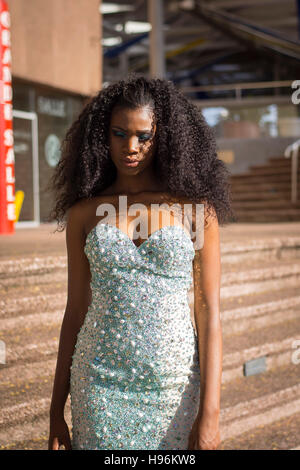 Beautiful Barbadian Model doing a Photoshoot in Bridgetown Barbados Stock Photo