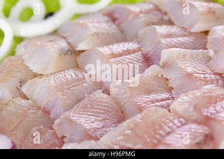 Fillet of a lightly salted grayling closeup Stock Photo