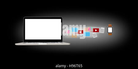 haring and transferring files between devices Stock Photo
