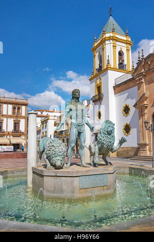 Fountain at Plaza del Socorro, Ronda, Andalusia, Spain Stock Photo