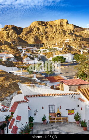 Landscape view of Troglodyte cave dwellings, Guadix, Andalucia, Spain Stock Photo