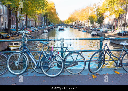 City scenic from Amsterdam in the Netherlands in autumn Stock Photo
