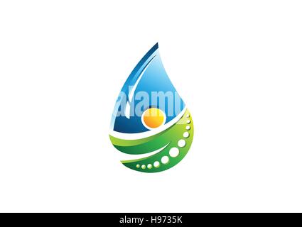 water drop logo, people health therapy symbol icon, drops natural beauty spa elements vector design Stock Vector