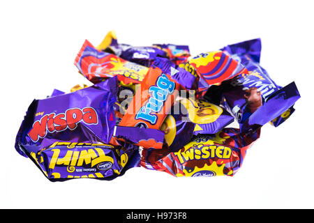 An assortment of wrapped mini Cadburys Heroes chocolates Stock Photo