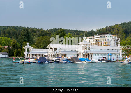 Portschach, Austria - August 14 2016: Werzer's Hotel Resort offering luxurious vacation to it's guests in the beach house with lounge bar Stock Photo