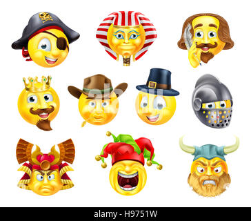 A set of history themed emoji emoticon icons Stock Photo