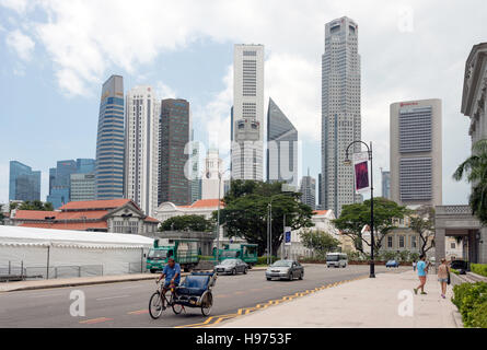 Skyscrapers in CBD from St. Andrew's Road, Padang, Singapore Island, Singapore Stock Photo