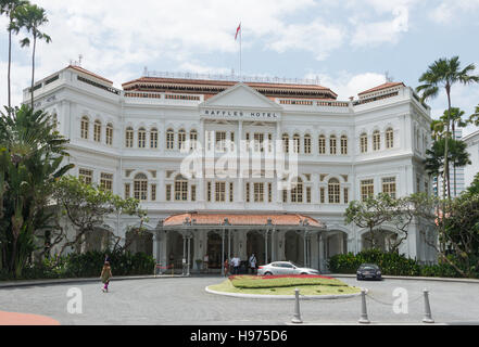 Main entrance, Raffles Hotel Singapore, Beach Road,Civic District, Central Area, Singapore Stock Photo