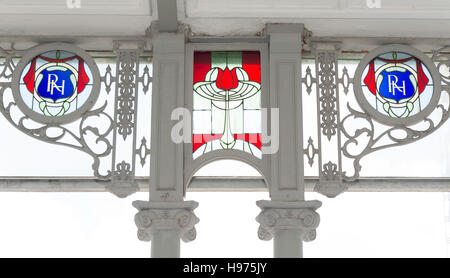 Stained glass decoration at Raffles Hotel Singapore, Beach Road, Singapore Island, Singapore Stock Photo