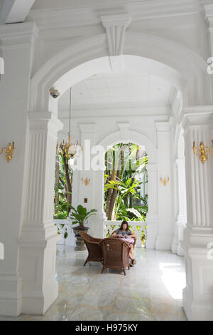 Garden terrace at Raffles Hotel Singapore, Beach Road, Singapore Island, Singapore Stock Photo