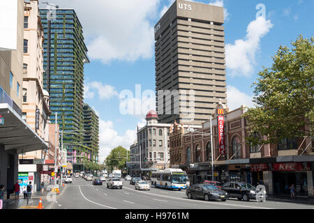 George Street and Broadway, Central Business District, Sydney, New South Wales, Australia Stock Photo