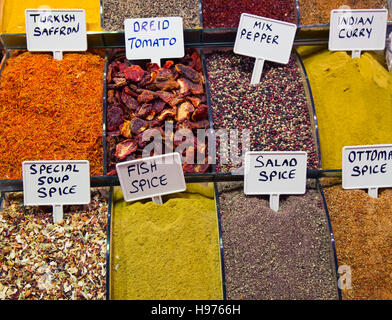 Spices and teas on the Egyptian market in Istanbul Stock Photo