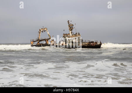 Shipwreck on skeleton coast Namibia Stock Photo