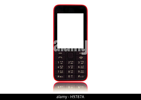 Mobile Phone old fashion style isolated on white background. Stock Photo