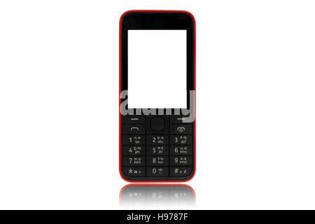 Mobile Phone old fashion style isolated on white background. Stock Photo