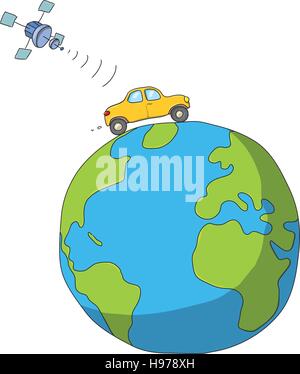 cars and satellites Stock Vector