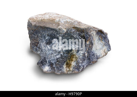 Piece of broken fractured igneous rock on white showing the texture of the stone in a concept of natural resources and geology Stock Photo
