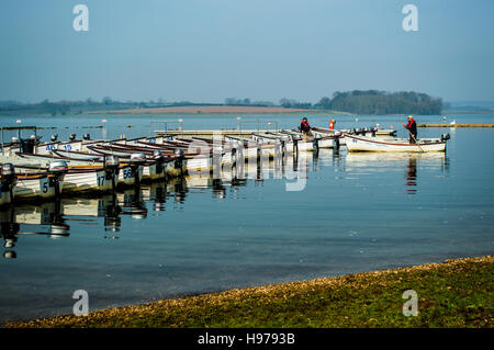Boat Rowing Rutland fishing boats, Normanton, Rutland Water, England, UK Stock Photo - Alamy