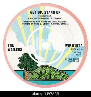 45 RPM 7' UK record label of Get Up, Stand Up by (Bob Marley and) the Wailers on the Island label from 1973