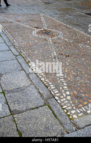 Salamanca in spain stones flooring detail along via de la Plata way to Santiago Stock Photo