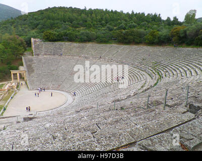 Breathtaking view of Ancient Theatre of Epidaurus, Greece, UNESCO World Heritage Stock Photo