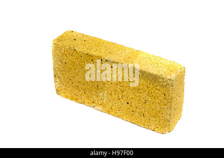 One special brick for furnace fireplace isolated on white background Stock Photo