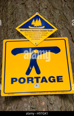 Canoe Trail sign on Upper Saranac Lake, Saranac Lake Wild Forest, Adirondack Forest Preserve, New York Stock Photo