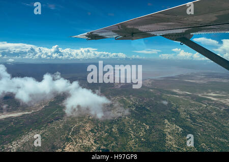 The Rift Valley escarpment at Lake Manyara (aerial view) Stock Photo