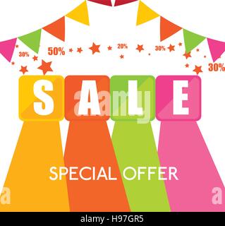 special offer sale cubes color garlands star confetti vector illustration eps 10 Stock Vector