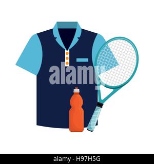 tshirt bottle water and racket tennis icons vector illustration eps 10 Stock Vector