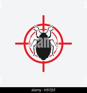 bug icon red target - vector illustration. eps 8 Stock Vector