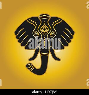 Elephant head in golden color - vector illustration. eps 8 Stock Vector