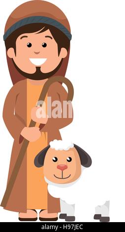 saint joseph manger character vector illustration design Stock Vector