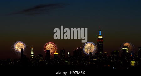 Fireworks and the NYC cityscape