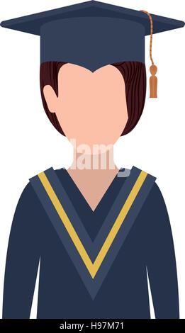 half body woman with graduation outfit vector illustration Stock Vector