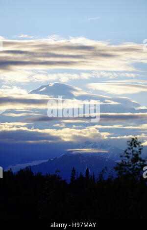 A scenic view of the Denali (Mount McKinley) from the Mt. McKinley Princess Wilderness Lodge, Denali State Park, Alaska Stock Photo