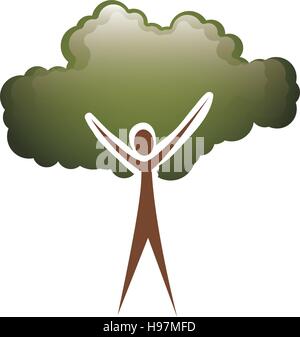 Human Tree Shape colorful tree trunk human with foliage shape of hand vector ...