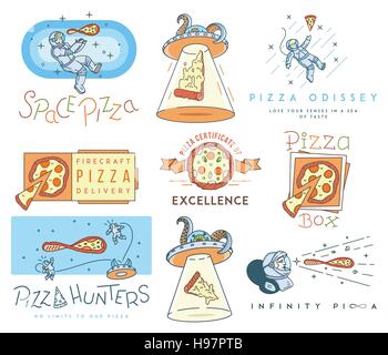 Vector space pizza hunters concept for any use Stock Vector
